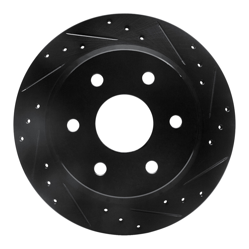 Picture of R1 99-07 Chevrolet Suburban 1500 Rear Right Drilled & Slotted Black Brake Rotor