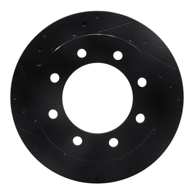 Picture of R1 99-20 Chevrolet Silverado 2500 Rear Left Drilled & Slotted Black Brake Rotor