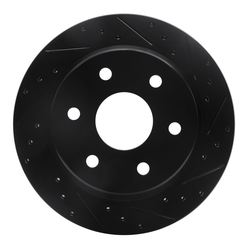 Picture of R1 00-14 Cadillac Escalade ESV Rear Right Drilled & Slotted Black Brake Rotor