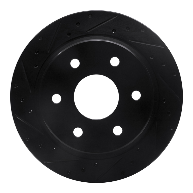 Picture of R1 00-14 Cadillac Escalade EXT Rear Left Drilled & Slotted Black Brake Rotor