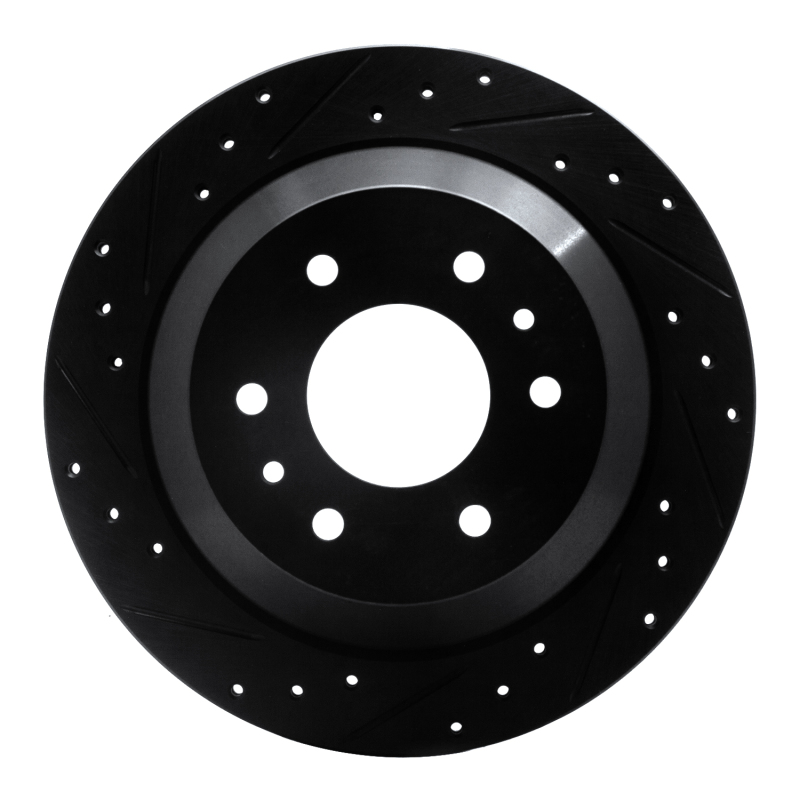 Picture of R1 02-09 Buick Rainier Rear Left Drilled & Slotted Black Brake Rotor