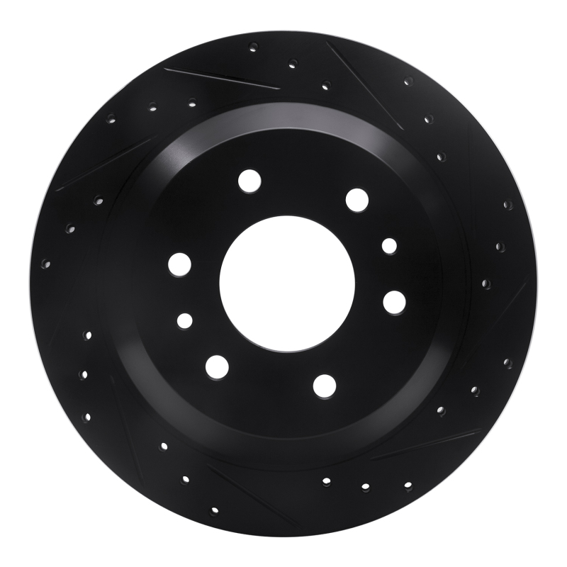 Picture of R1 02-09 Buick Rainier Rear Right Drilled & Slotted Black Brake Rotor