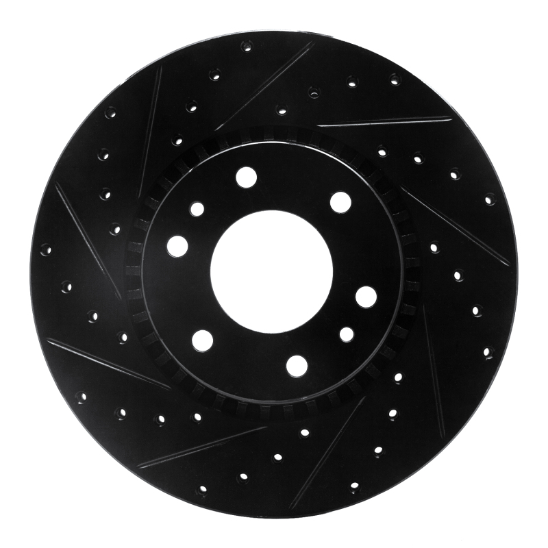 Picture of R1 02-09 Buick Rainier Front Left Drilled & Slotted Black Brake Rotor