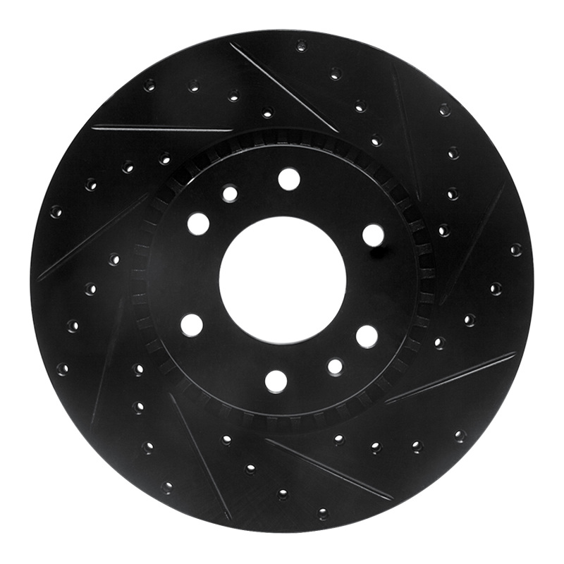 Picture of R1 02-09 Buick Rainier Front Right Drilled & Slotted Black Brake Rotor
