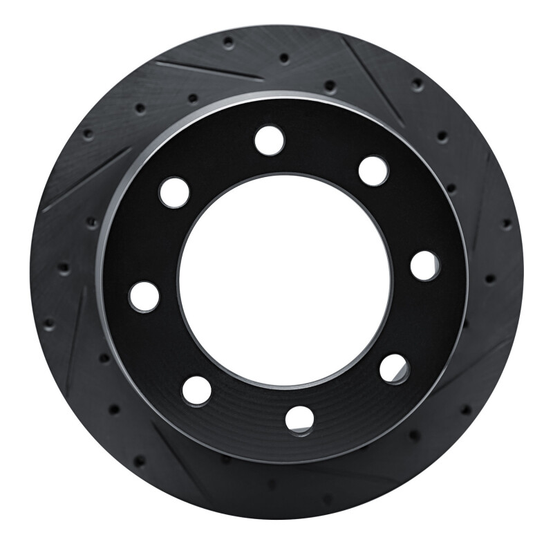 Picture of R1 09-20 Chevrolet Express 3500 Rear Right Drilled & Slotted Black Brake Rotor