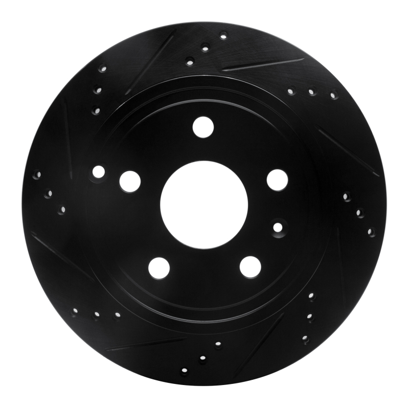 Picture of R1 10-17 Chevrolet Equinox Rear Left Drilled & Slotted Black Brake Rotor