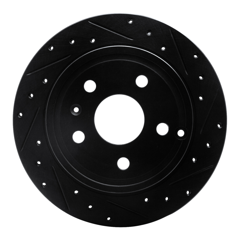 Picture of R1 10-17 Chevrolet Equinox Rear Right Drilled & Slotted Black Brake Rotor