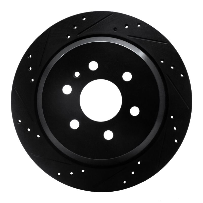 Picture of R1 15-20 Chevrolet Colorado Rear Left Drilled & Slotted Black Brake Rotor