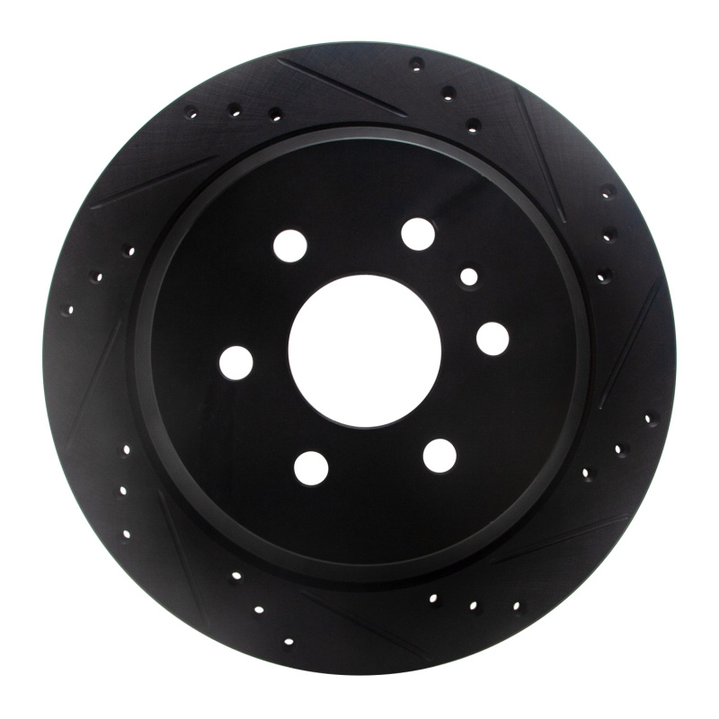 Picture of R1 15-20 Chevrolet Colorado Rear Right Drilled & Slotted Black Brake Rotor
