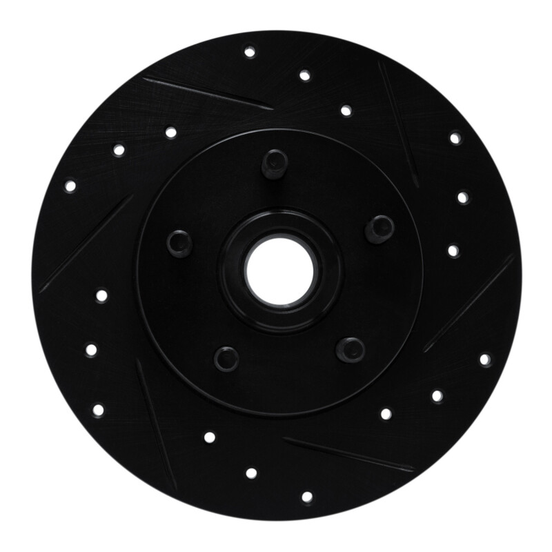 Picture of R1 84-87 Pontiac Fiero Front Right Drilled & Slotted Black Brake Rotor