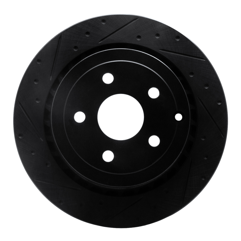 Picture of R1 08-17 Chevrolet SS Rear Left Drilled & Slotted Black Brake Rotor