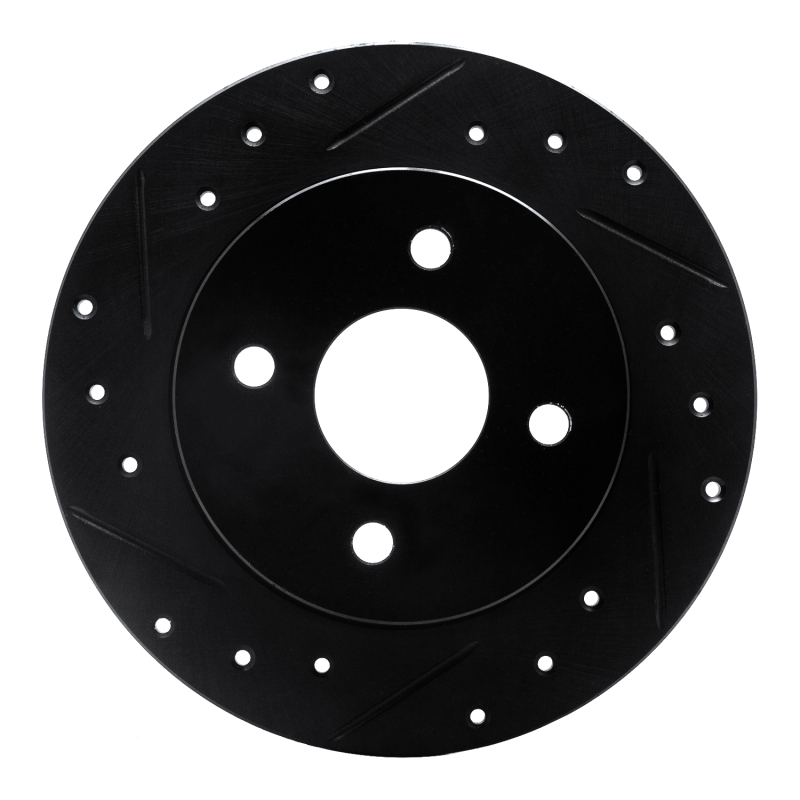 Picture of R1 91-98 Saturn SC2 Rear Left Drilled & Slotted Black Brake Rotor