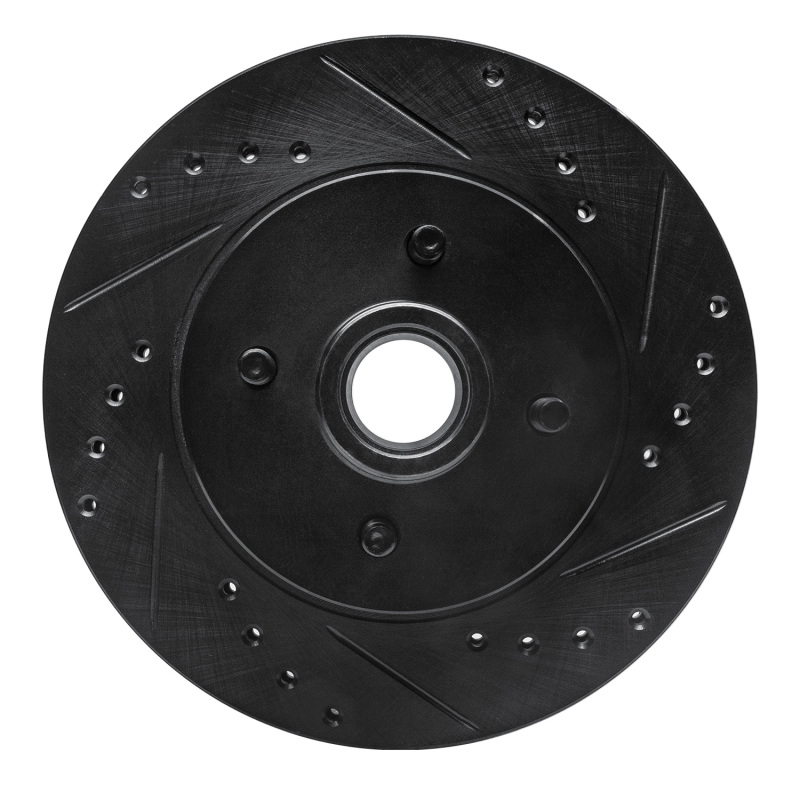Picture of R1 87-93 Ford Mustang Front Right Drilled & Slotted Black Brake Rotor