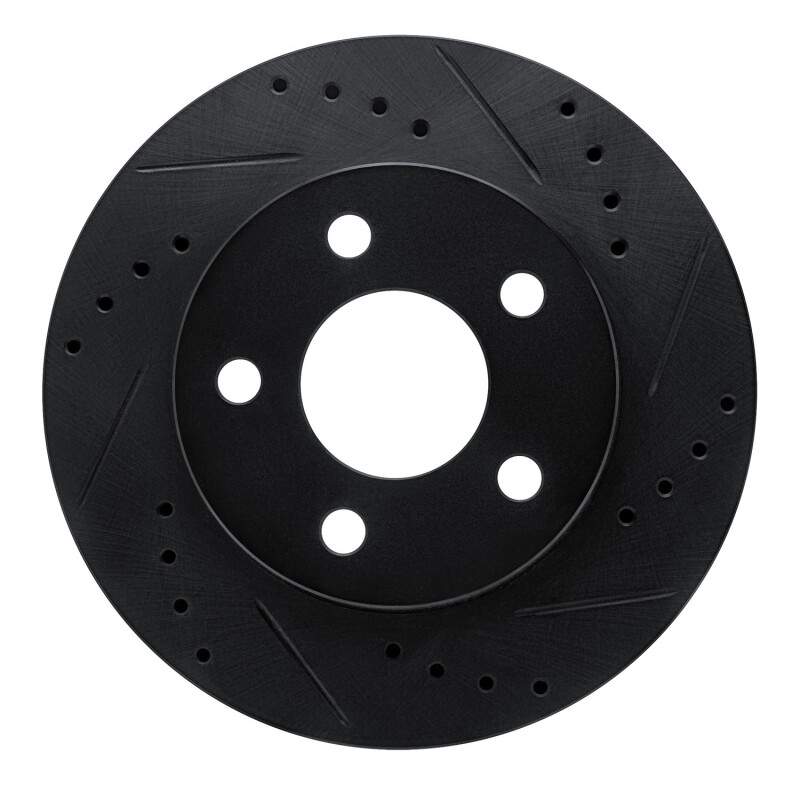 Picture of R1 86-92 Ford Taurus SHO Front Right Drilled & Slotted Black Brake Rotor