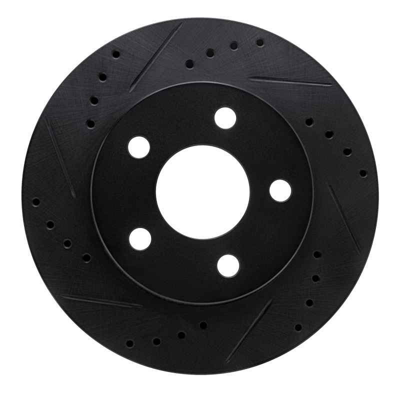 Picture of R1 86-92 Ford Taurus SHO Front Left Drilled & Slotted Black Brake Rotor