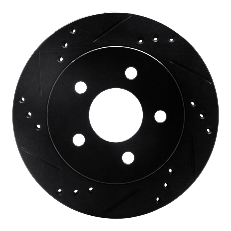 Picture of R1 90-92 Ford Taurus SHO Rear Left Drilled & Slotted Black Brake Rotor