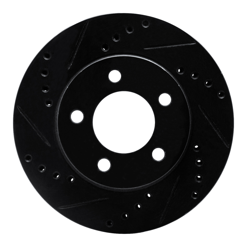 Picture of R1 70-93 Ford Taurus SHO Front Left Drilled & Slotted Black Brake Rotor