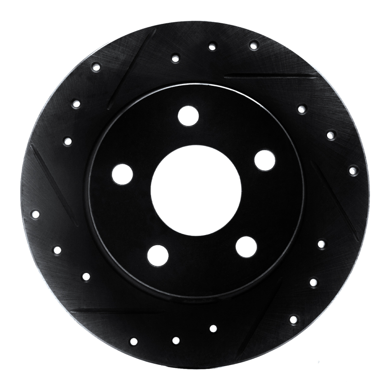 Picture of R1 93-05 Ford Taurus SHO Rear Left Drilled & Slotted Black Brake Rotor