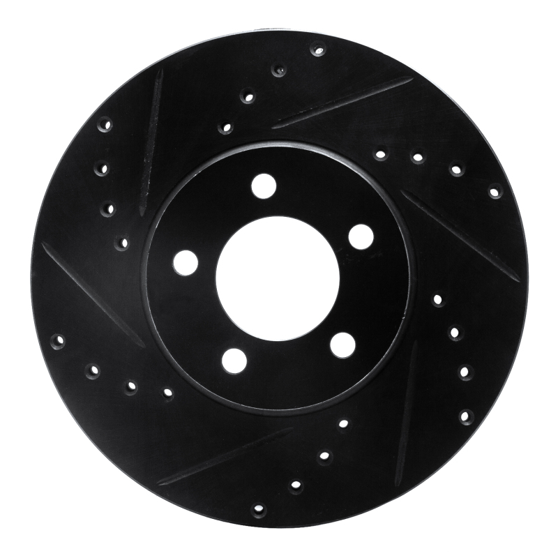 Picture of R1 93-07 Ford Thunderbird Front Left Drilled & Slotted Black Brake Rotor