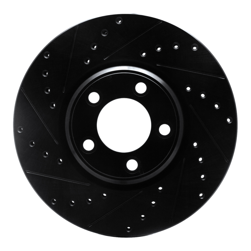 Picture of R1 00-06 Ford Thunderbird Front Left Drilled & Slotted Black Brake Rotor