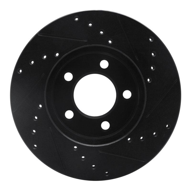 Picture of R1 91-00 Ford Thunderbird Front Left Drilled & Slotted Black Brake Rotor