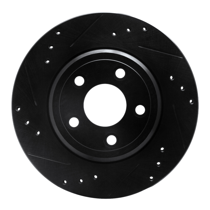 Picture of R1 00-06 Ford Thunderbird Rear Left Drilled & Slotted Black Brake Rotor