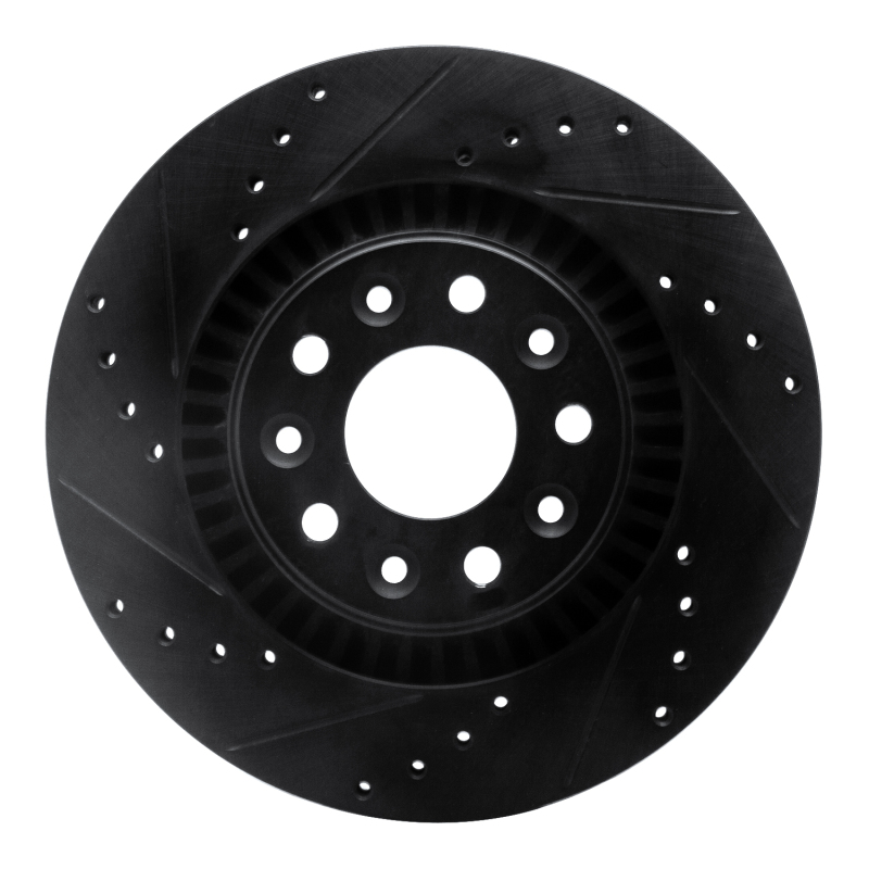 Picture of R1 05-09 Ford Freestyle Front Left Drilled & Slotted Black Brake Rotor