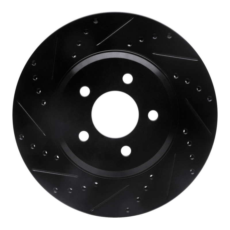 Picture of R1 05-14 Ford Mustang Front Left Drilled & Slotted Black Brake Rotor