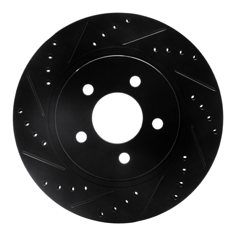 Picture of R1 05-14 Ford Mustang Rear Left Drilled & Slotted Black Brake Rotor