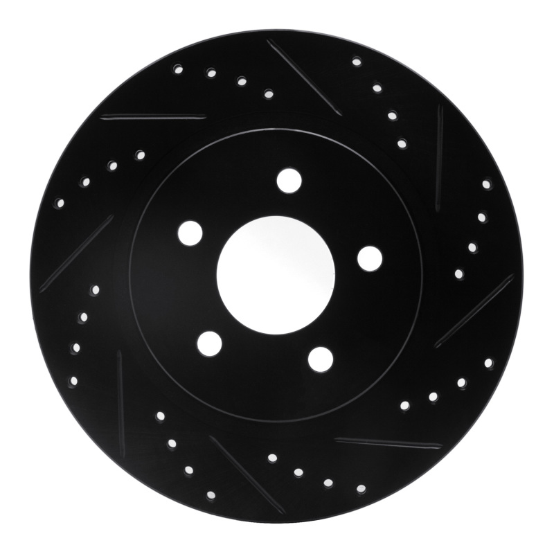 Picture of R1 05-14 Ford Mustang Rear Right Drilled & Slotted Black Brake Rotor