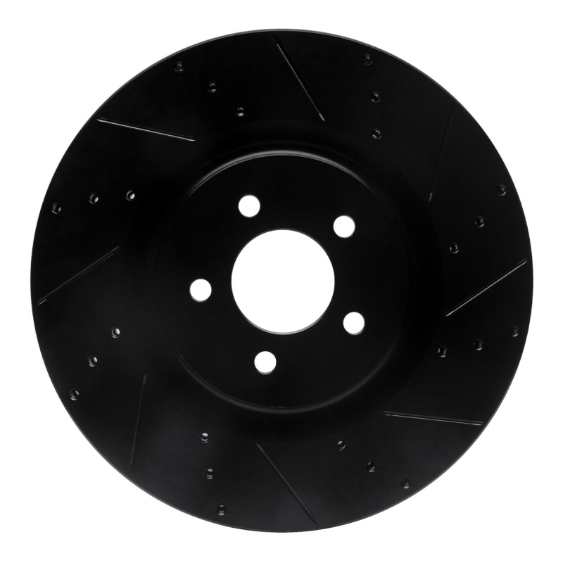 Picture of R1 07-14 Ford Mustang Front Right Drilled & Slotted Black Brake Rotor