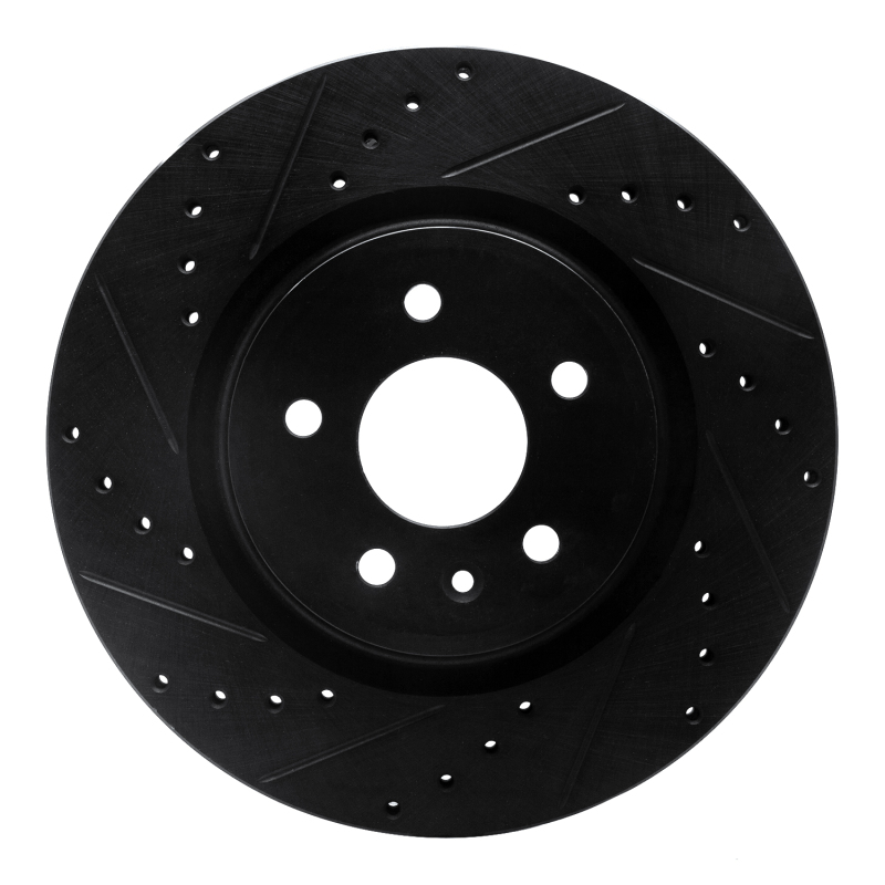 Picture of R1 09-10 Ford Taurus SHO Front Left Drilled & Slotted Black Brake Rotor