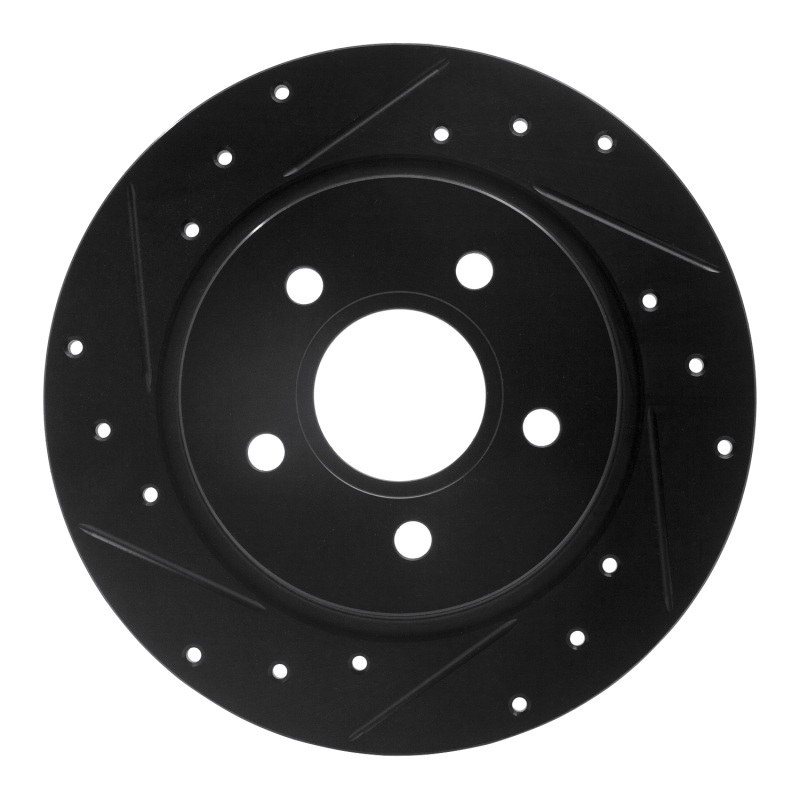 Picture of R1 12-18 Ford Focus Rear Left Drilled & Slotted Black Brake Rotor