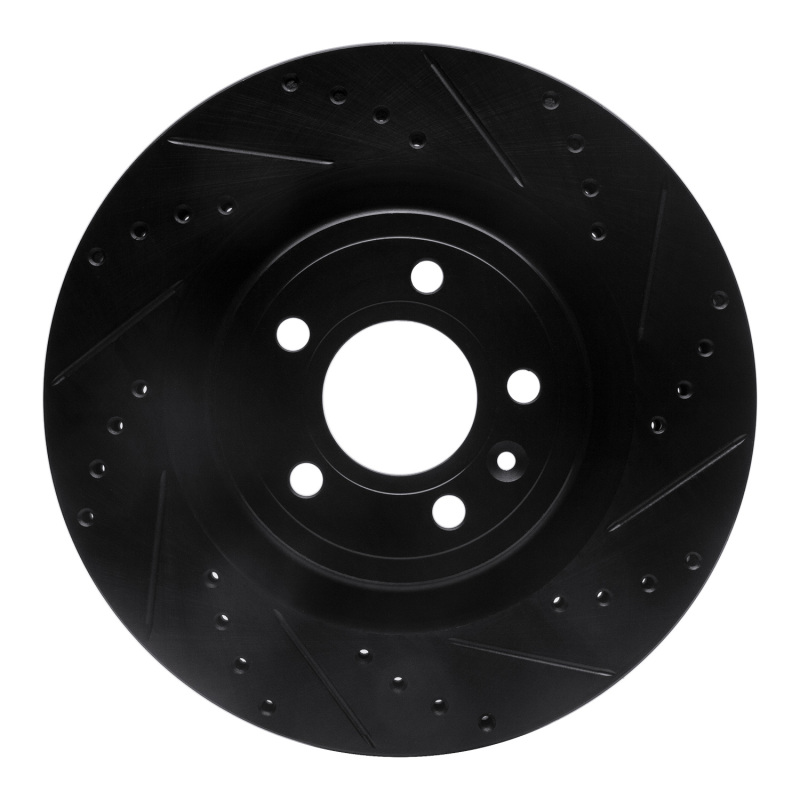 Picture of R1 11-14 Ford Mustang Front Right Drilled & Slotted Black Brake Rotor