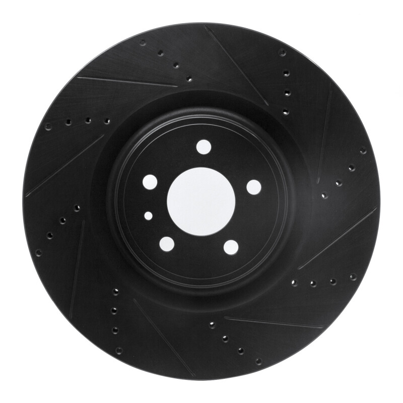 Picture of R1 13-14 Ford Mustang Front Right Drilled & Slotted Black Brake Rotor
