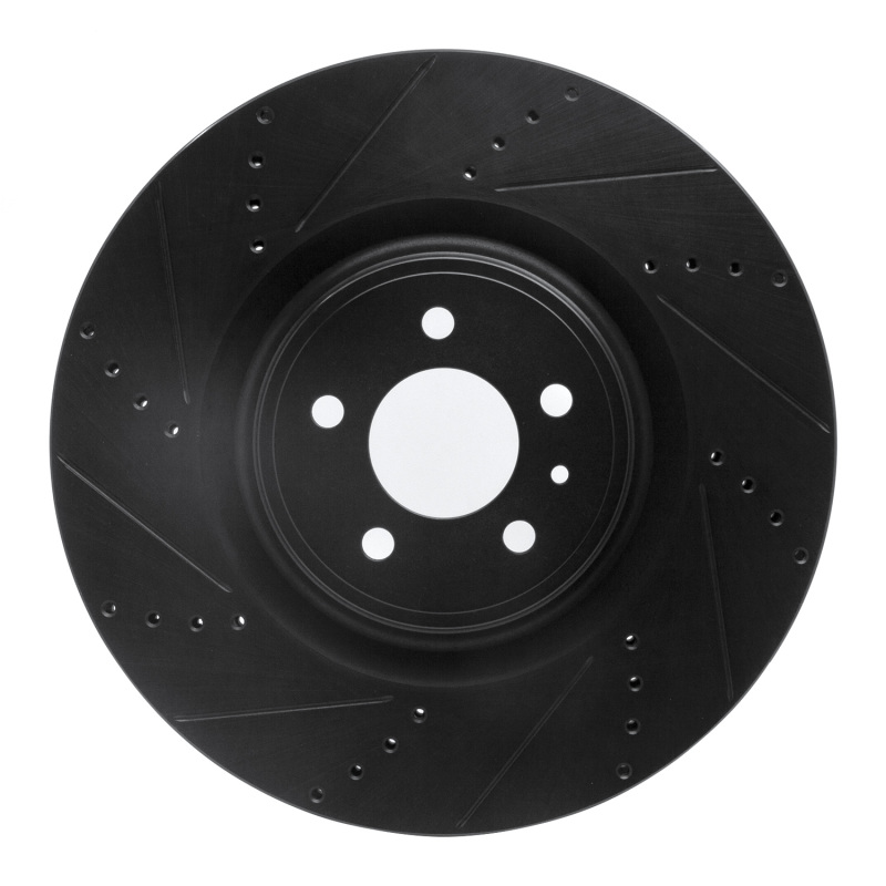 Picture of R1 13-14 Ford Mustang Front Left Drilled & Slotted Black Brake Rotor