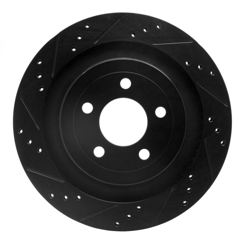 Picture of R1 15-23 Ford Mustang Rear Left Drilled & Slotted Black Brake Rotor