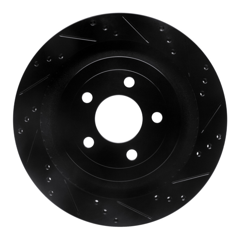 Picture of R1 15-23 Ford Mustang Rear Right Drilled & Slotted Black Brake Rotor