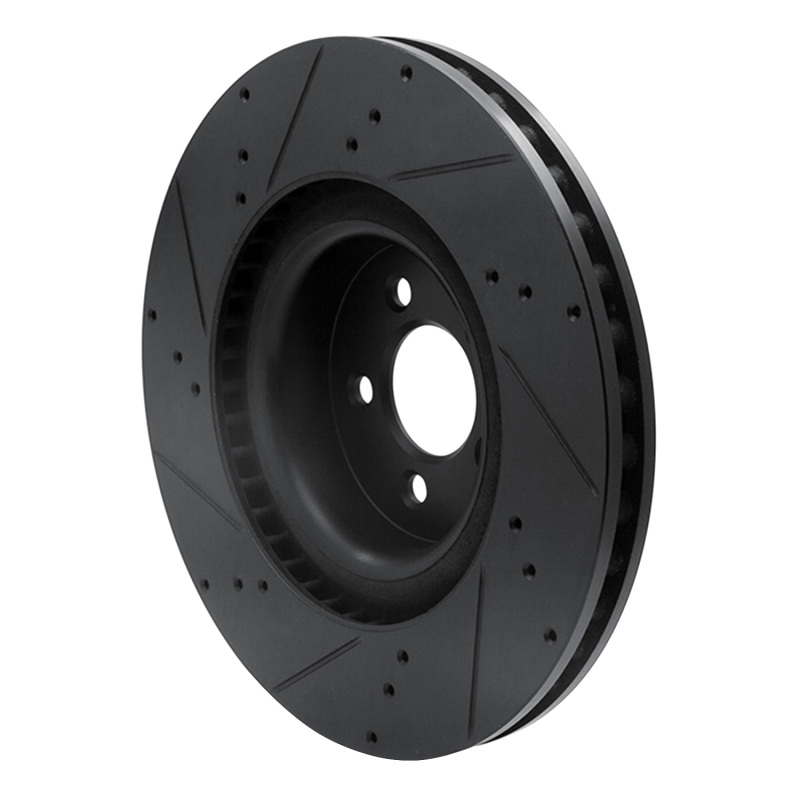 Picture of R1 15-23 Ford Mustang Front Right Drilled & Slotted Black Brake Rotor