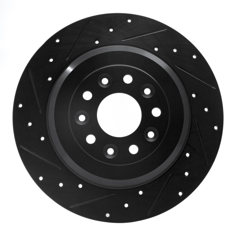Picture of R1 05-19 Ford Five Hundred Rear Left Drilled & Slotted Black Brake Rotor