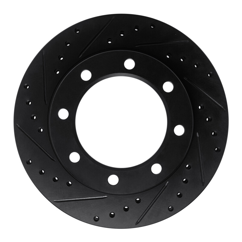 Picture of R1 77-79 Ford F-350 4WD (Excl Super Duty) Front Left Drilled & Slotted Black Brake Rotor