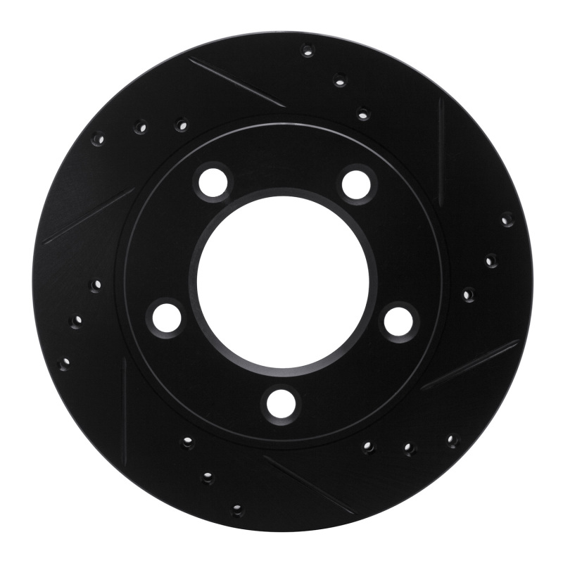 Picture of R1 76-93 Ford F-150 4WD Front Right Drilled & Slotted Black Brake Rotor