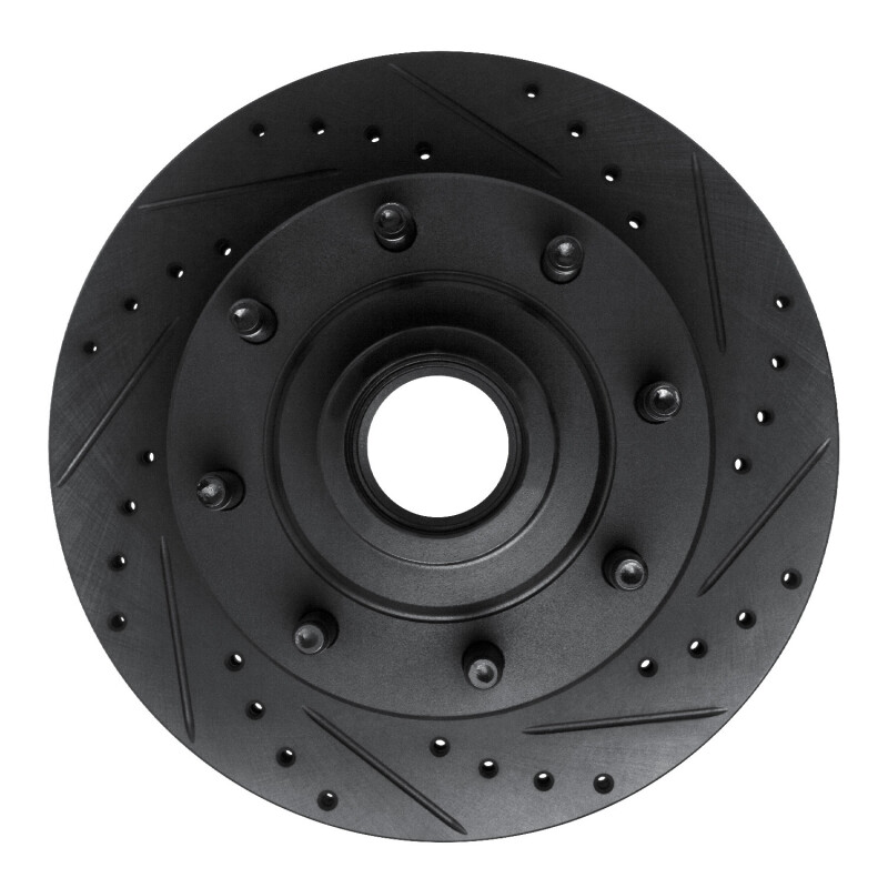 Picture of R1 86-94 Ford E-250 Econoline Club Wagon Front Right Drilled & Slotted Black Brake Rotor