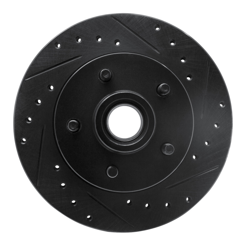 Picture of R1 86-92 Ford Bronco II Front Right Drilled & Slotted Black Brake Rotor
