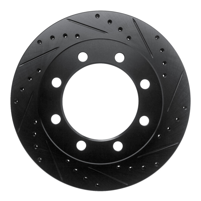 Picture of R1 95-99 Ford F-350 4WD (Excl Super Duty) Front Right Drilled & Slotted Black Brake Rotor