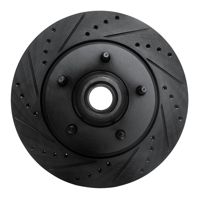Picture of R1 97-99 Ford F-150 RWD Front Left Drilled & Slotted Black Brake Rotor