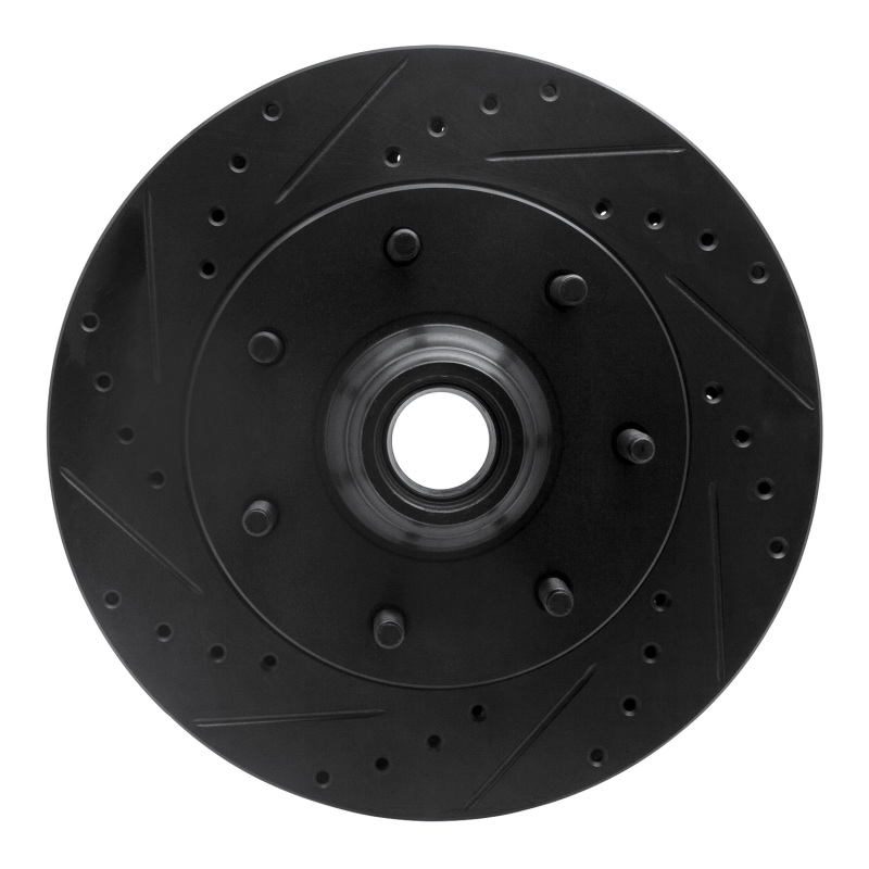 Picture of R1 97-04 Ford F-250 2WD (Excl Super Duty) Front Left Drilled & Slotted Black Brake Rotor