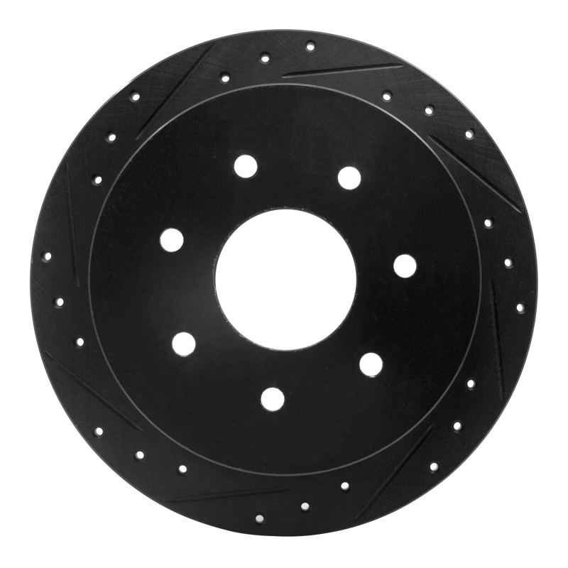 Picture of R1 97-04 Ford F-150 4WD Rear Left Drilled & Slotted Black Brake Rotor