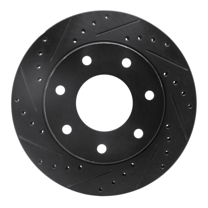 Picture of R1 97-04 Ford F-250 4WD (Excl Super Duty) Front Left Drilled & Slotted Black Brake Rotor