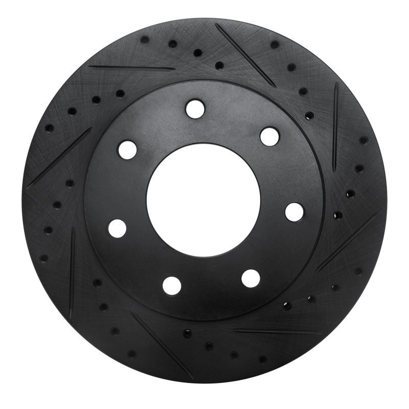 Picture of R1 97-04 Ford F-150 4WD Front Right Drilled & Slotted Black Brake Rotor